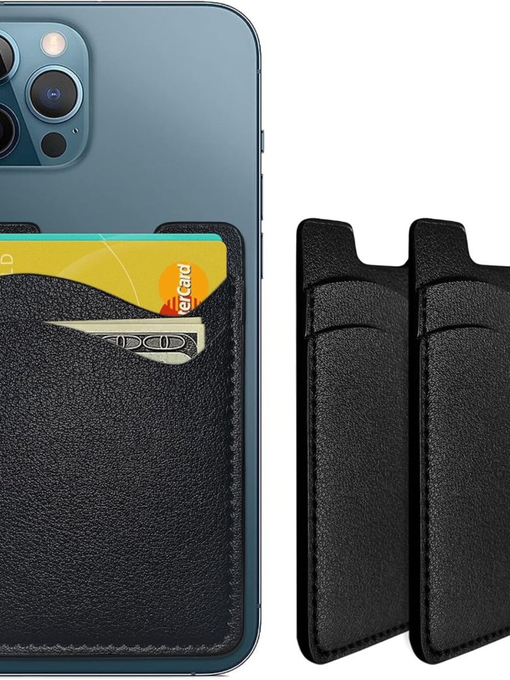 Phone Card Holder, Leather Phone Wallet Stick On Card Holder Back of Phone